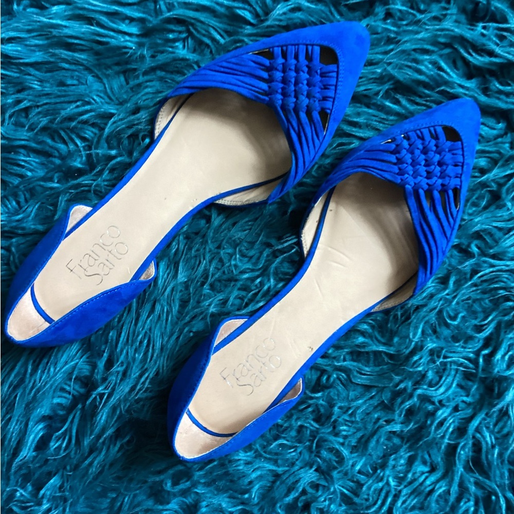 Franco Sarto Royal Blue Woven Suede Flats